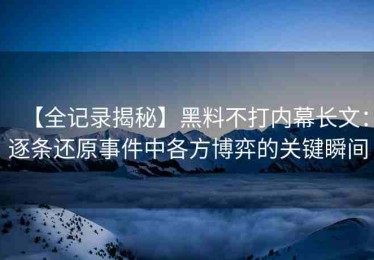 【全记录揭秘】黑料不打内幕长文：逐条还原事件中各方博弈的关键瞬间