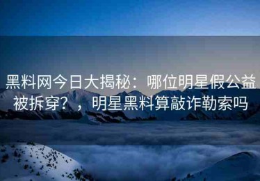 黑料网今日大揭秘：哪位明星假公益被拆穿？，明星黑料算敲诈勒索吗